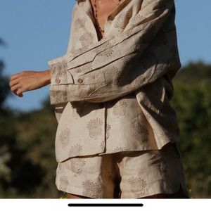 100% linen set with Indian block print.